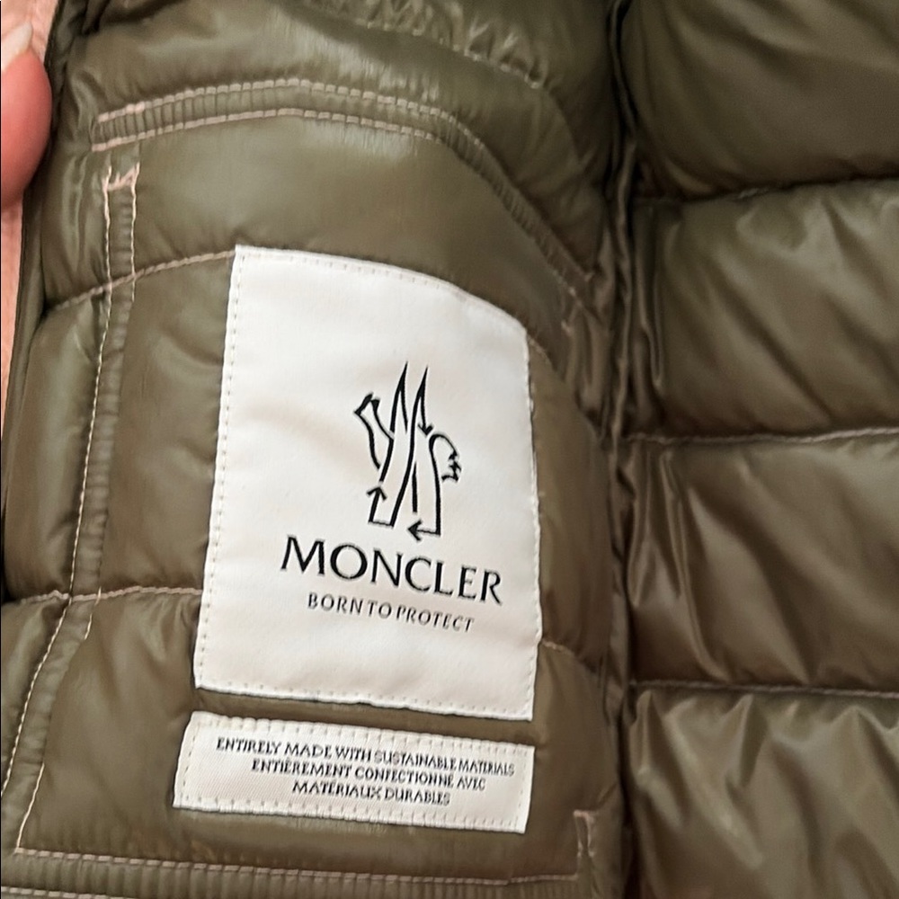 Moncler Pink & Olive Puffer Vest - Picture 5 of 7